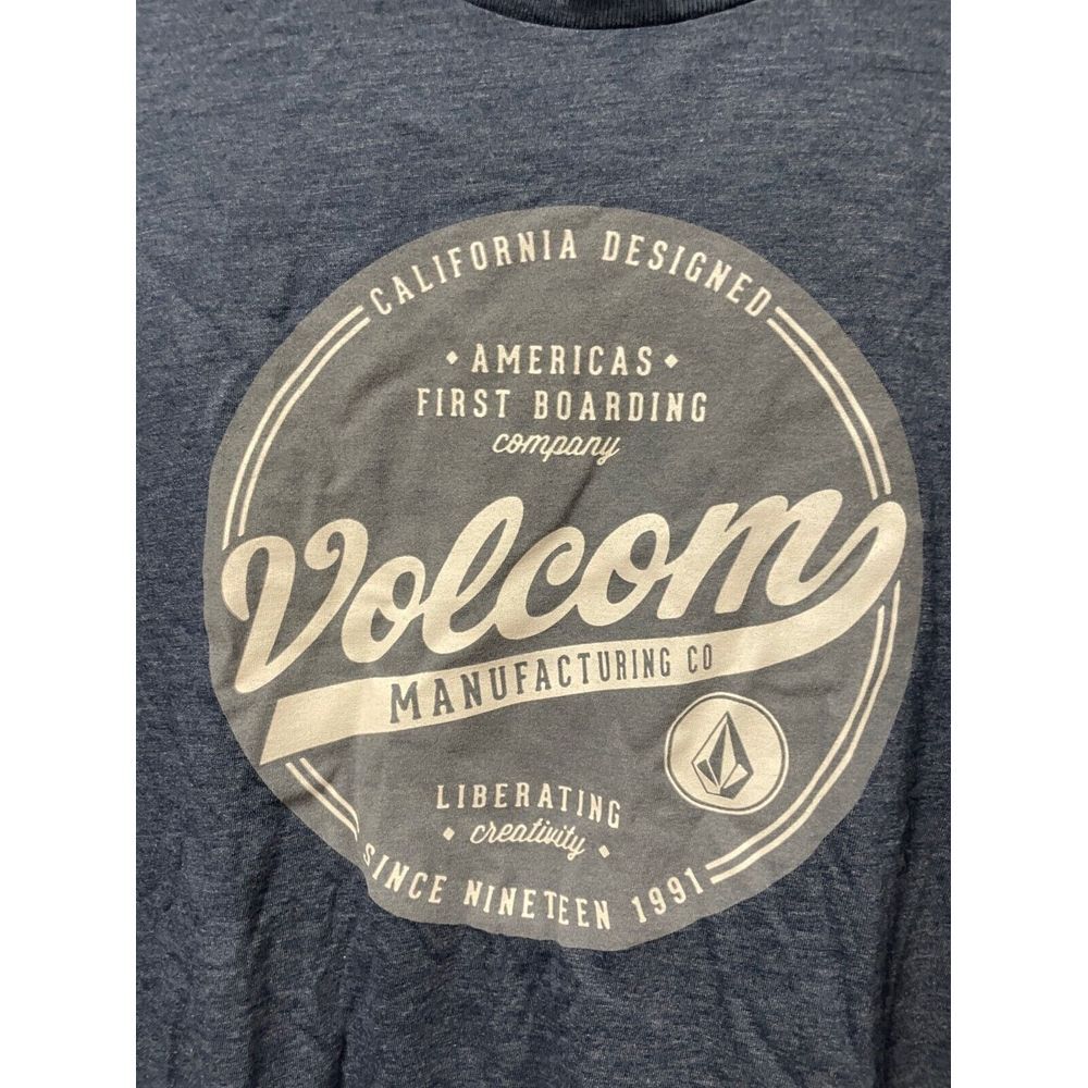 Volcom T-Shirt Mens L‎ Blue Grey First Boarding Company Round Logo - Picture 2 of 6